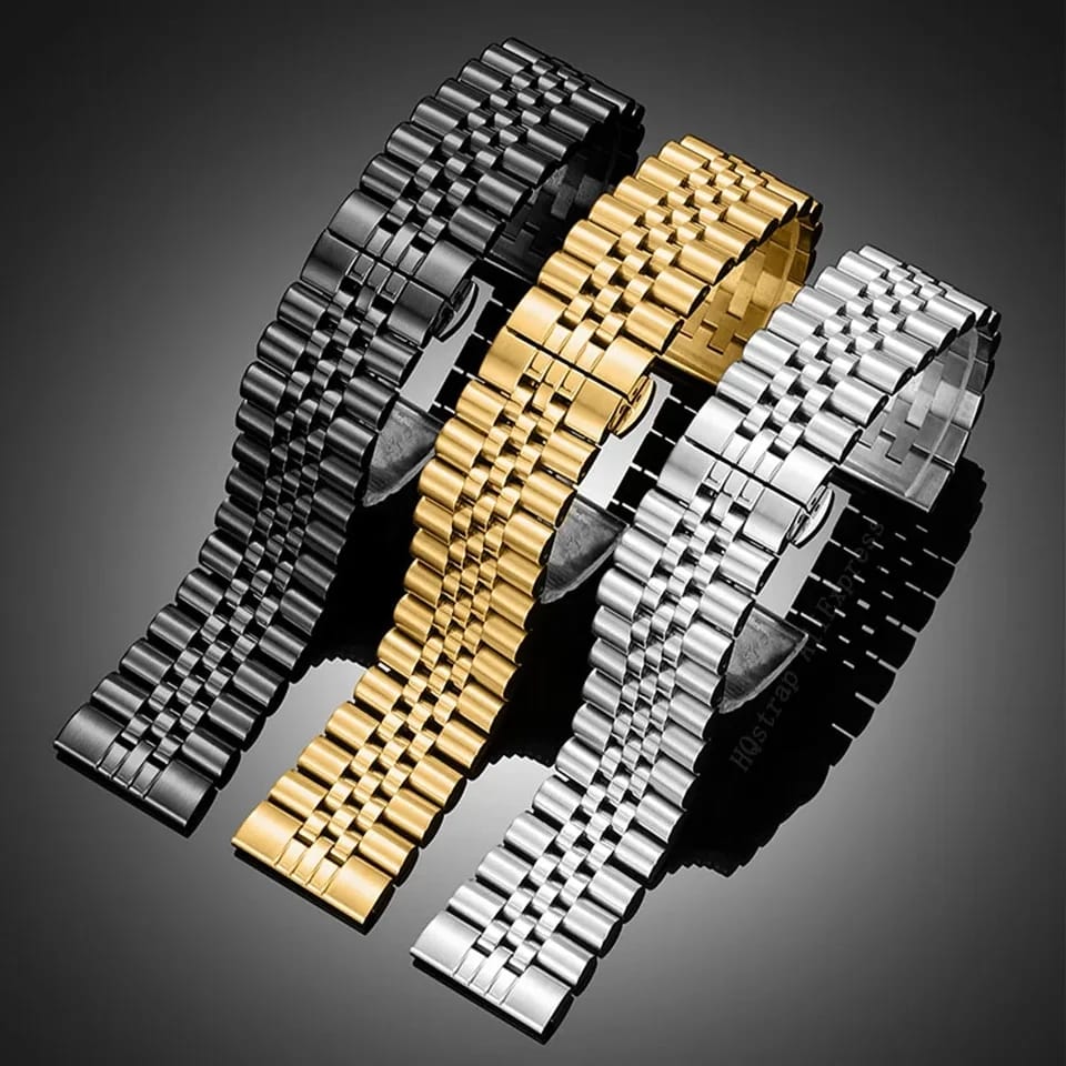 20mm Rolex Style Stainless Steel Solid Chain For Samsung watch 4 / 5/ 6 / Haylou RS4 / RS4 Plus / Mibro Lite / with Pins