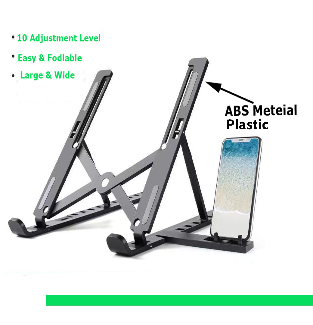 Foldable Plastic Laptop Stand, Large Size Desktop Computer Laptop Stand, ABS 6-Level Angle Adjustable Height Laptop Mount, Suitable for all Slim Laptops and Tablets