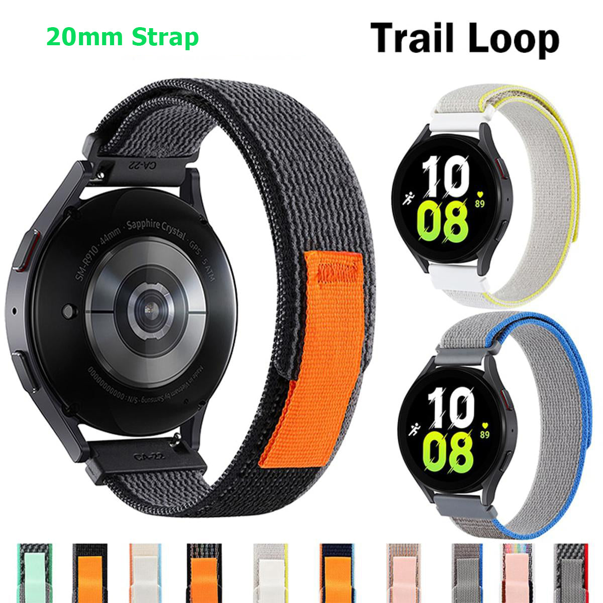 20mm smart watch strap Trail Loop Band fits to Samsung Watch 4/5/6 Mibro Lite/ Active watch/ Amazfit GTS Mini / 20mm Lugs Size