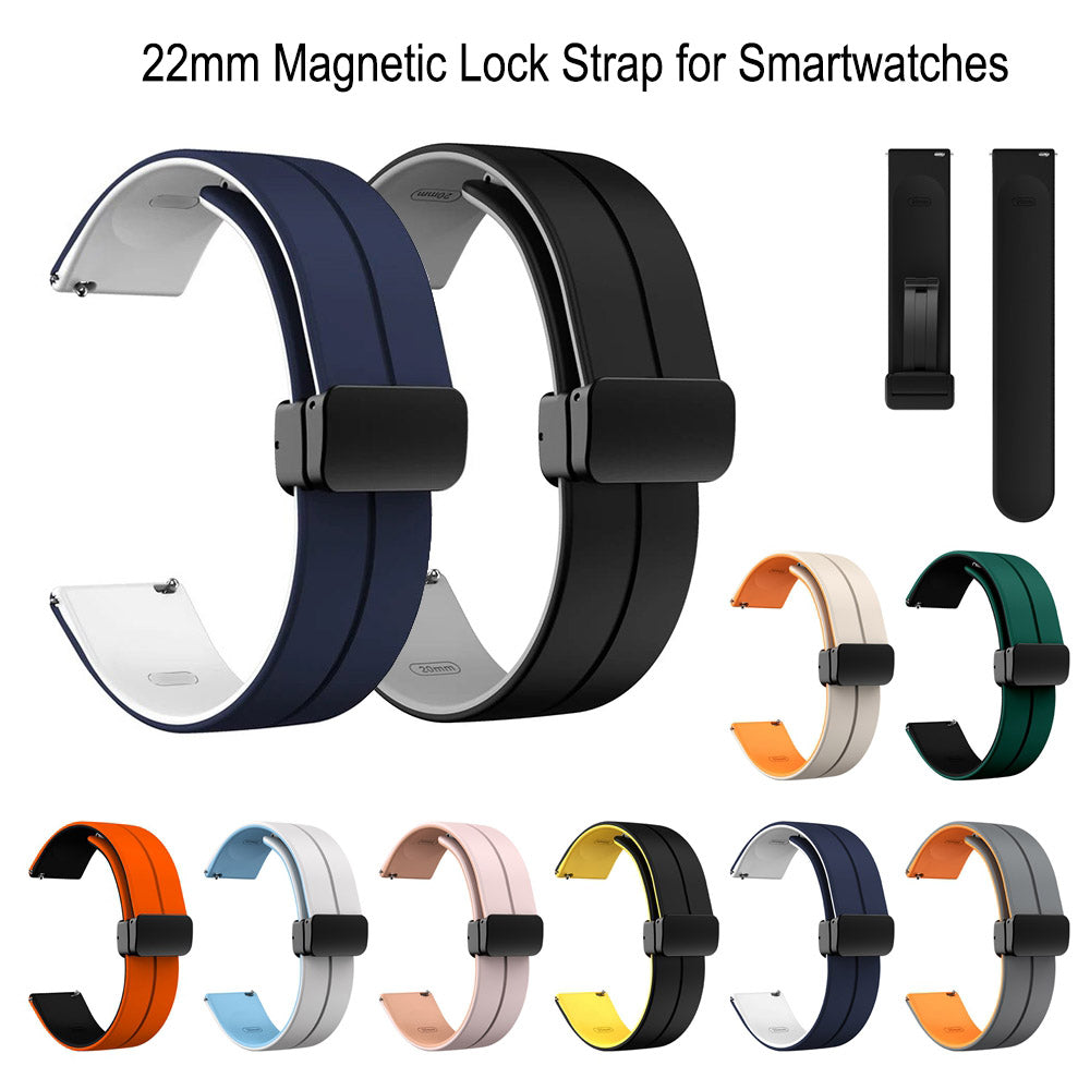 22mm High Quality Magnetic Lock Silicon Strap for Smartwatches Adjustable