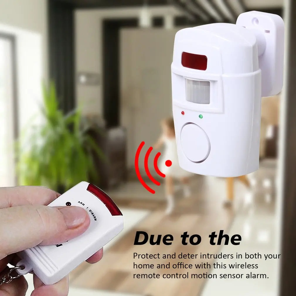 Wireless Remote Controlled Mini Alarm with IR Infrared Motion Sensor Detector & 105dB Loud Siren For Home Security Anti-Theft